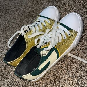 Green Bay Packer coach Gold Glitter Sneakers
